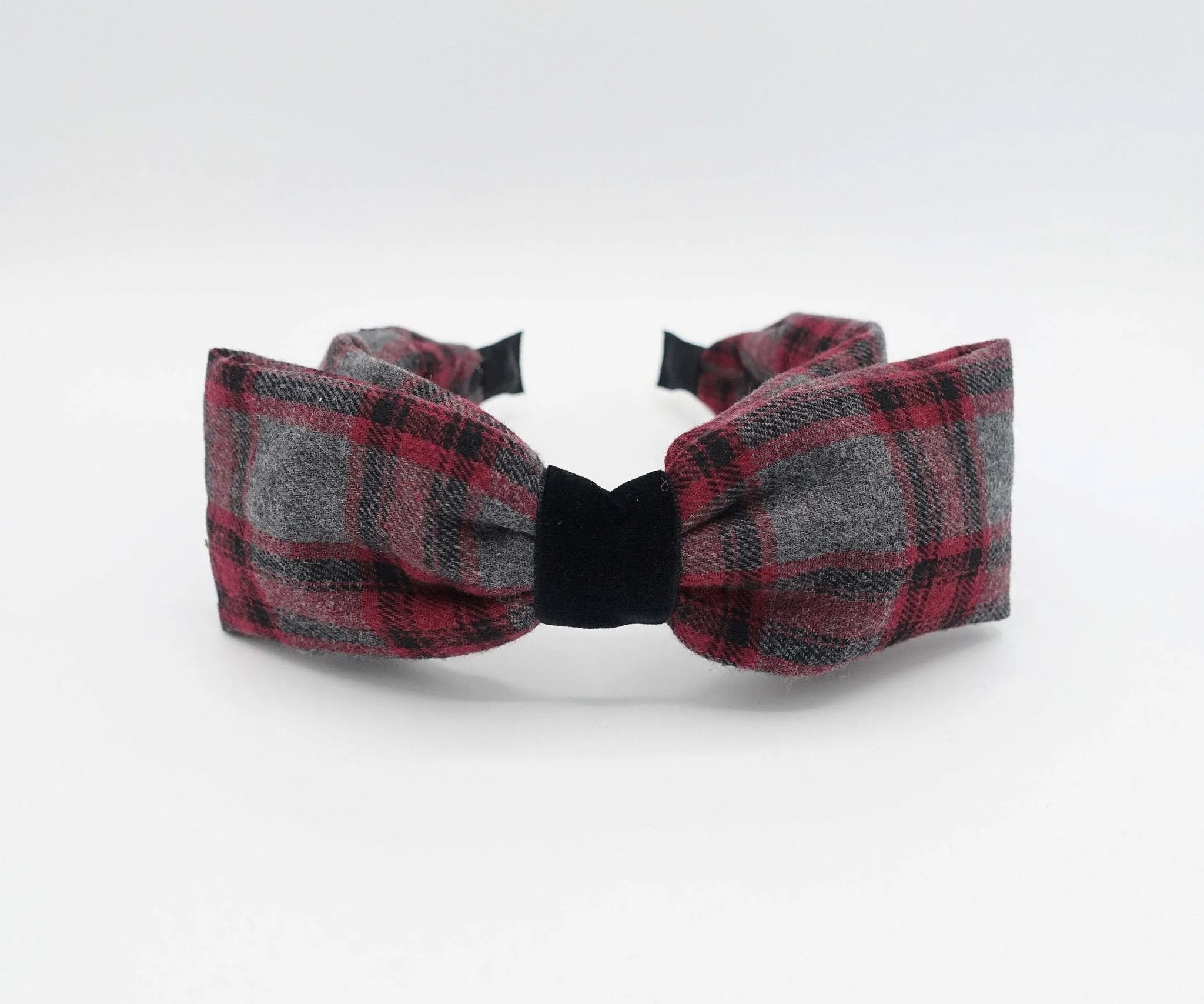 woolen plaid headband bow hairband black velvet wrap headband for women