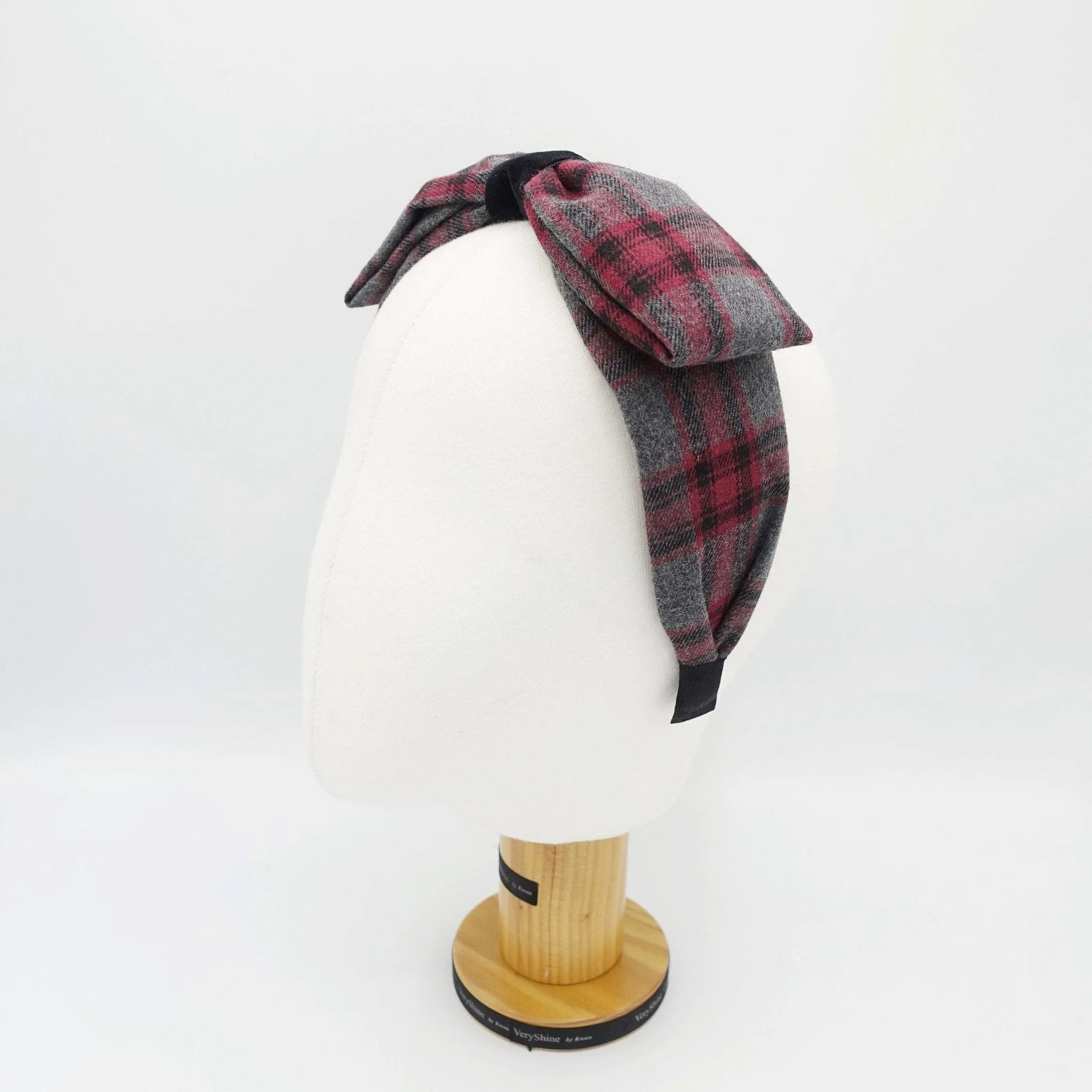 woolen plaid headband bow hairband black velvet wrap headband for women