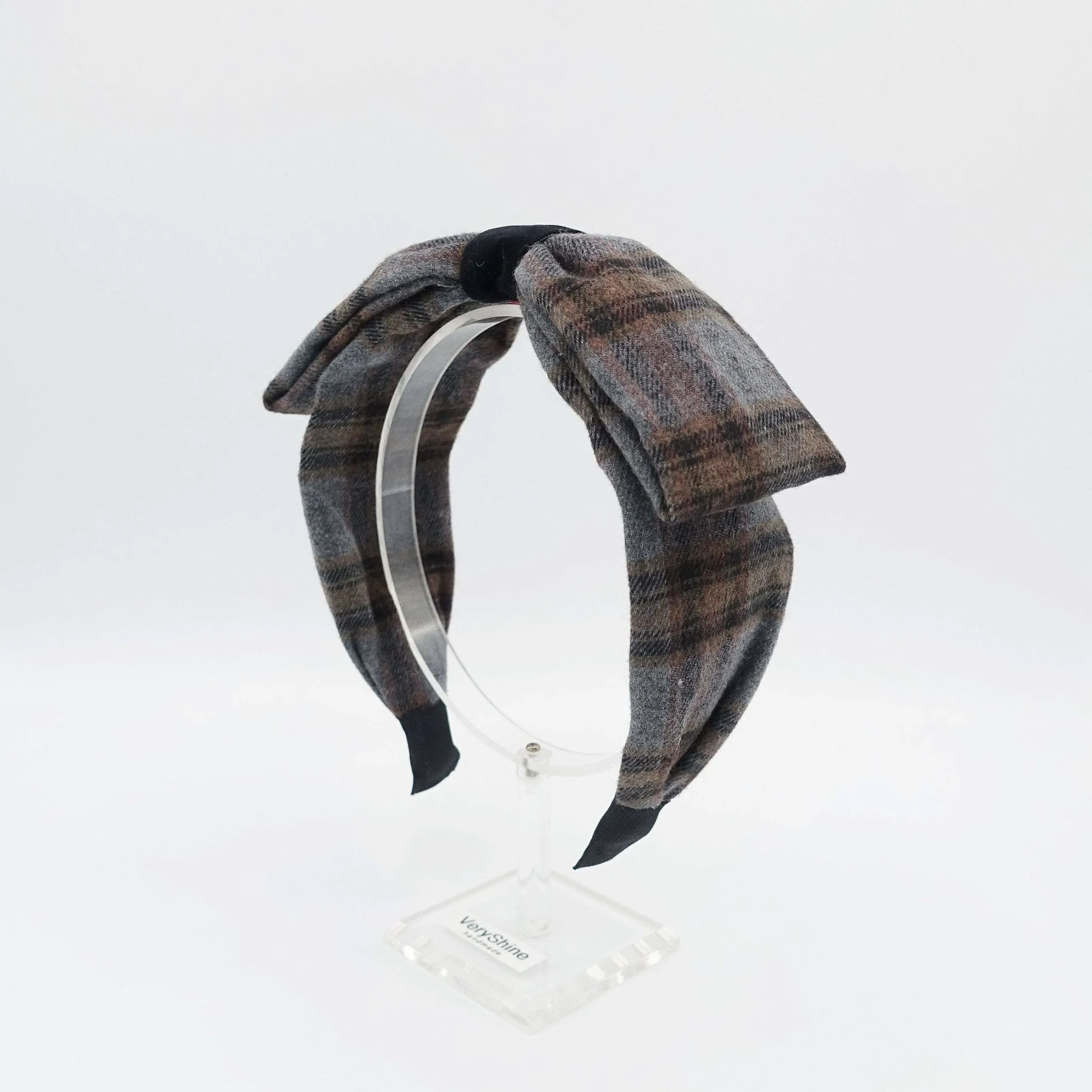 woolen plaid headband bow hairband black velvet wrap headband for women