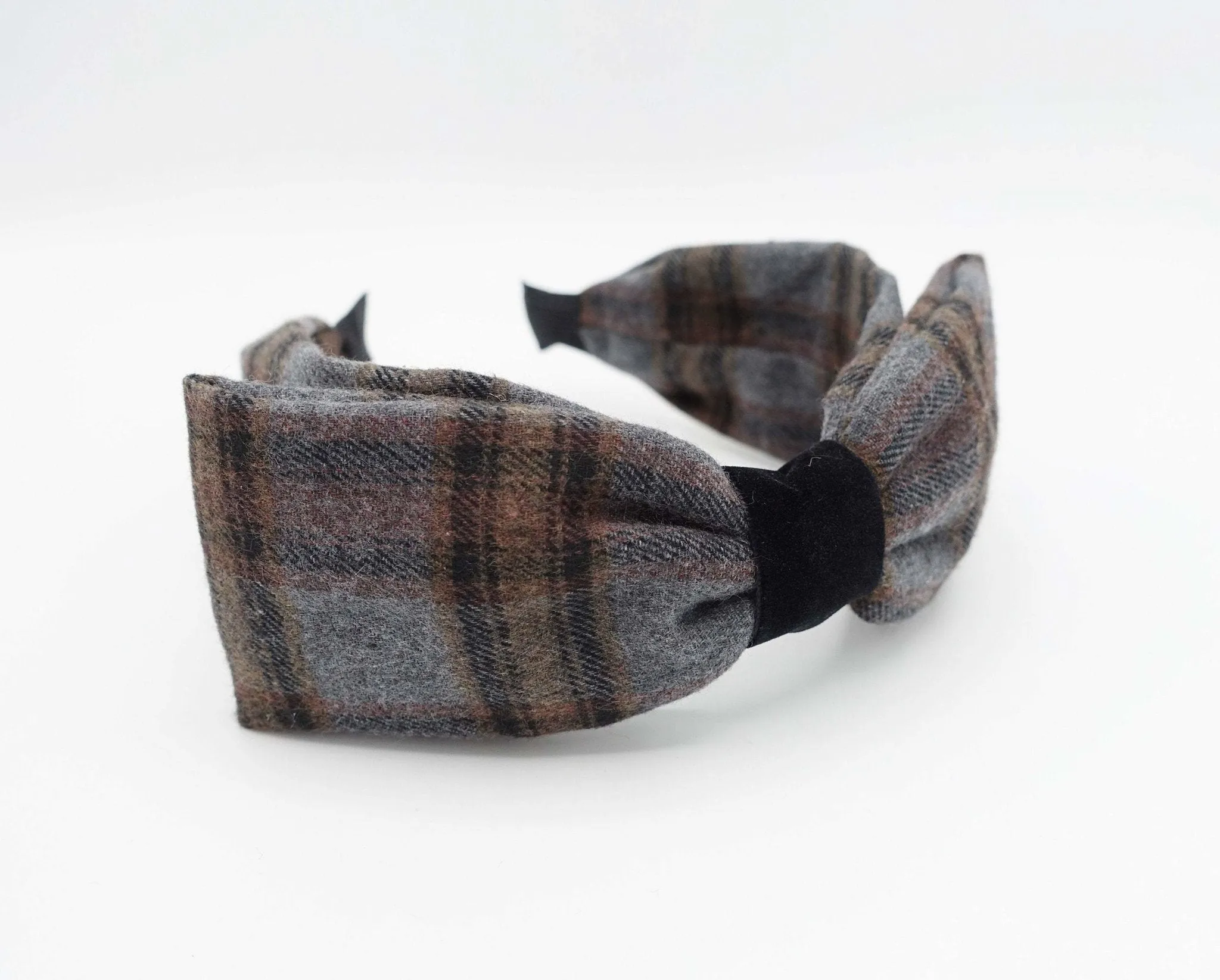 woolen plaid headband bow hairband black velvet wrap headband for women