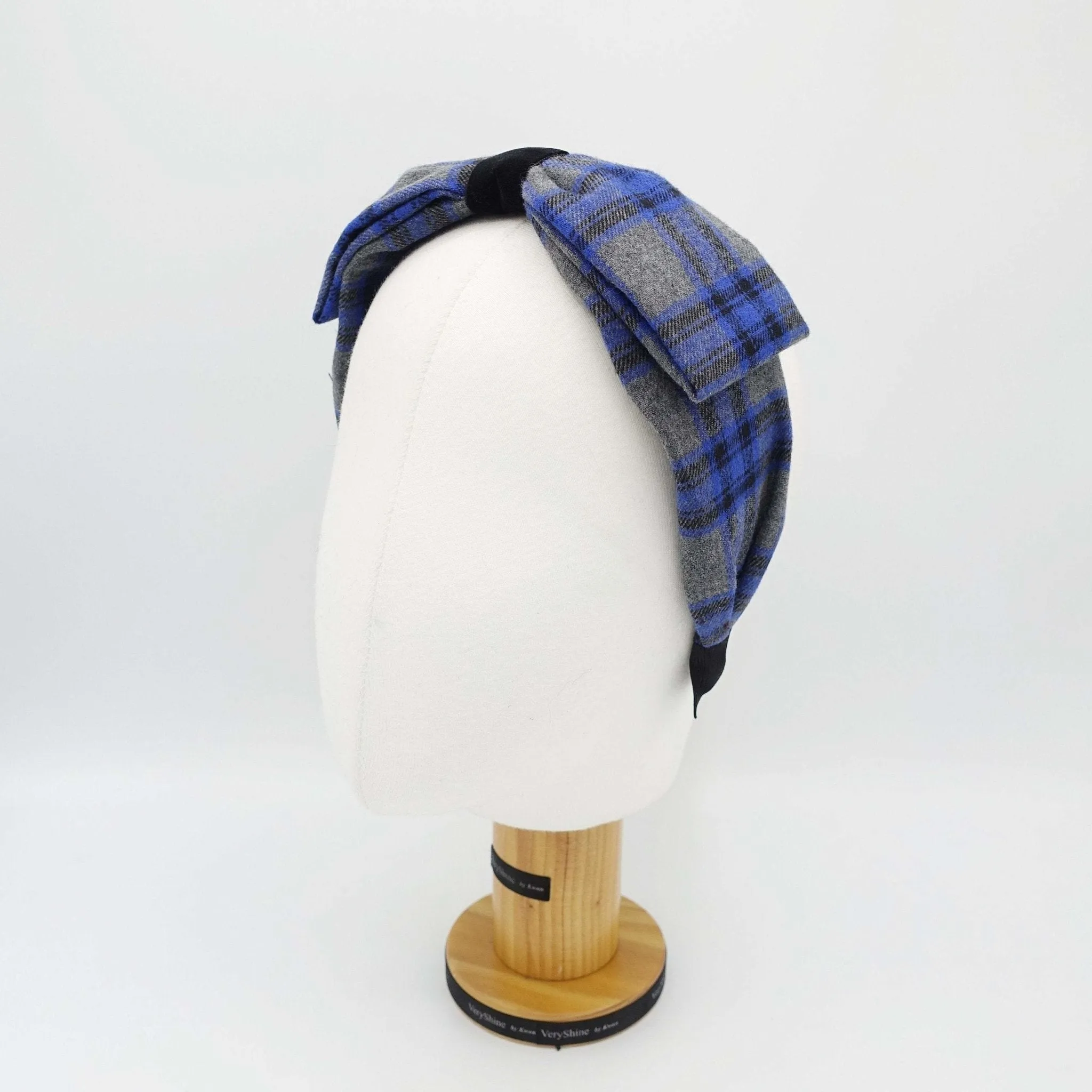 woolen plaid headband bow hairband black velvet wrap headband for women