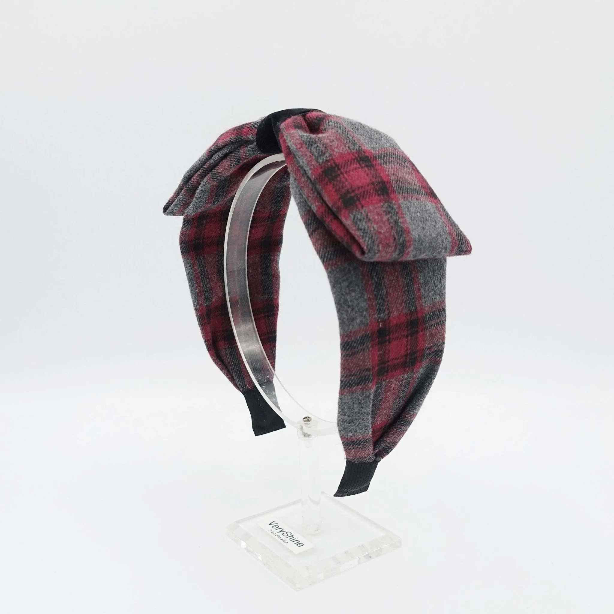 woolen plaid headband bow hairband black velvet wrap headband for women