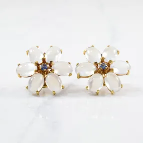 'Wordley, Allsopp, and Bliss' Moonstone & Sapphire Clip On Earrings | 0.25ctw, 21.00ctw |