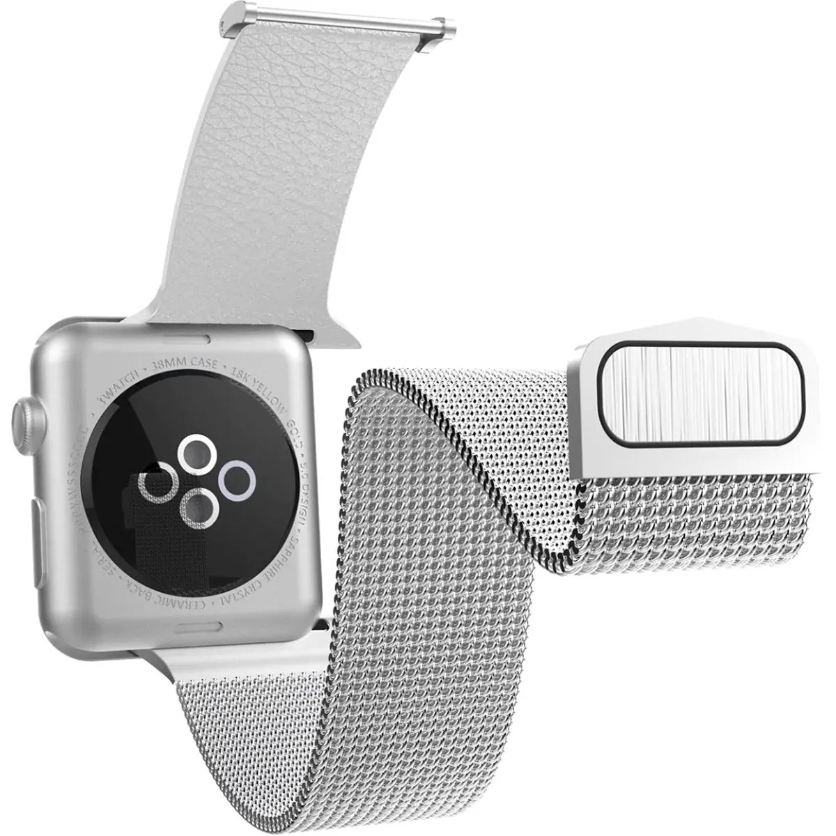 X-Doria Hybrid Mesh Genuine Leather   Stainless Steel Band for Apple Watch