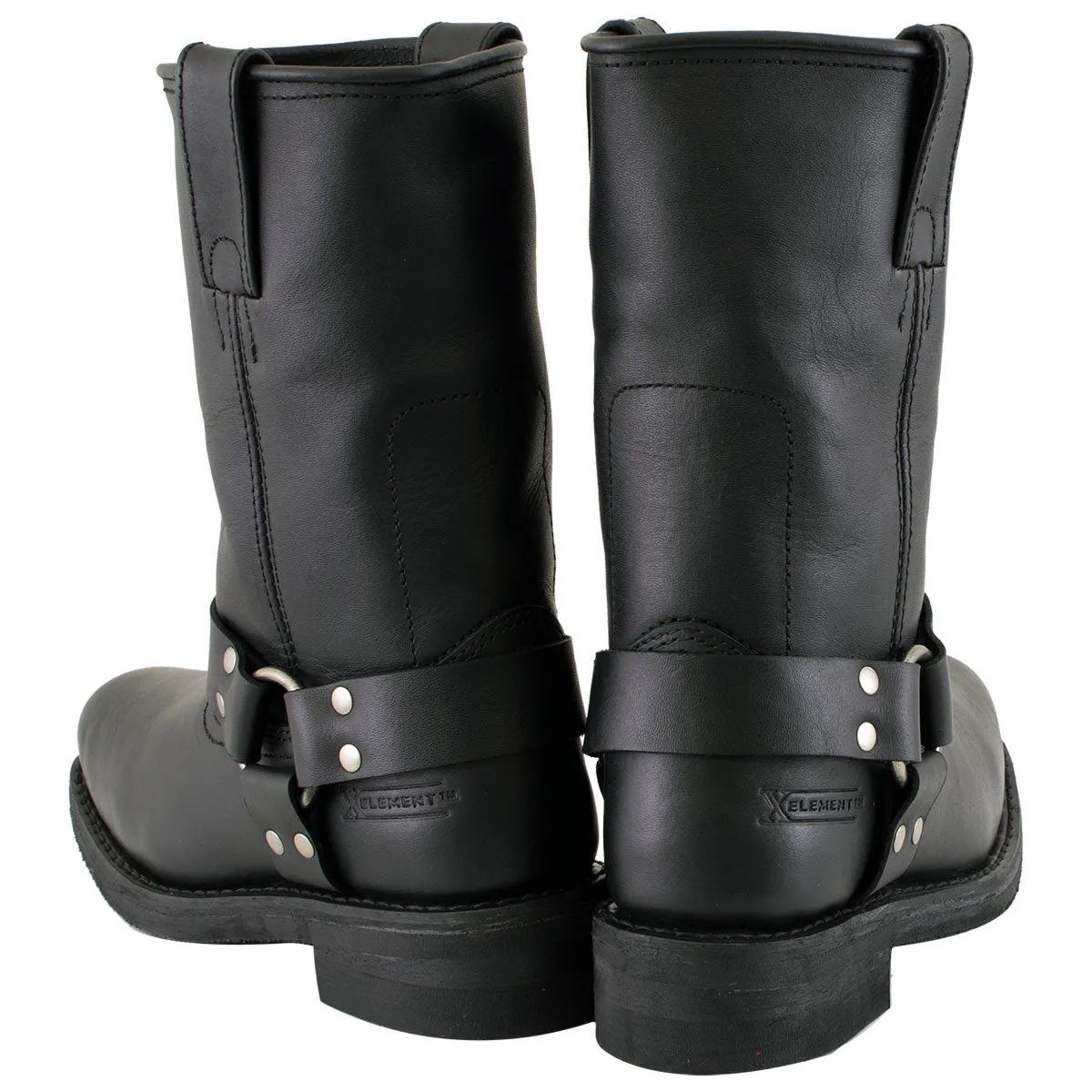 Xelement 2442 Women's Black Classic Full Grain Leather Harness Motorcycle Rider Boots