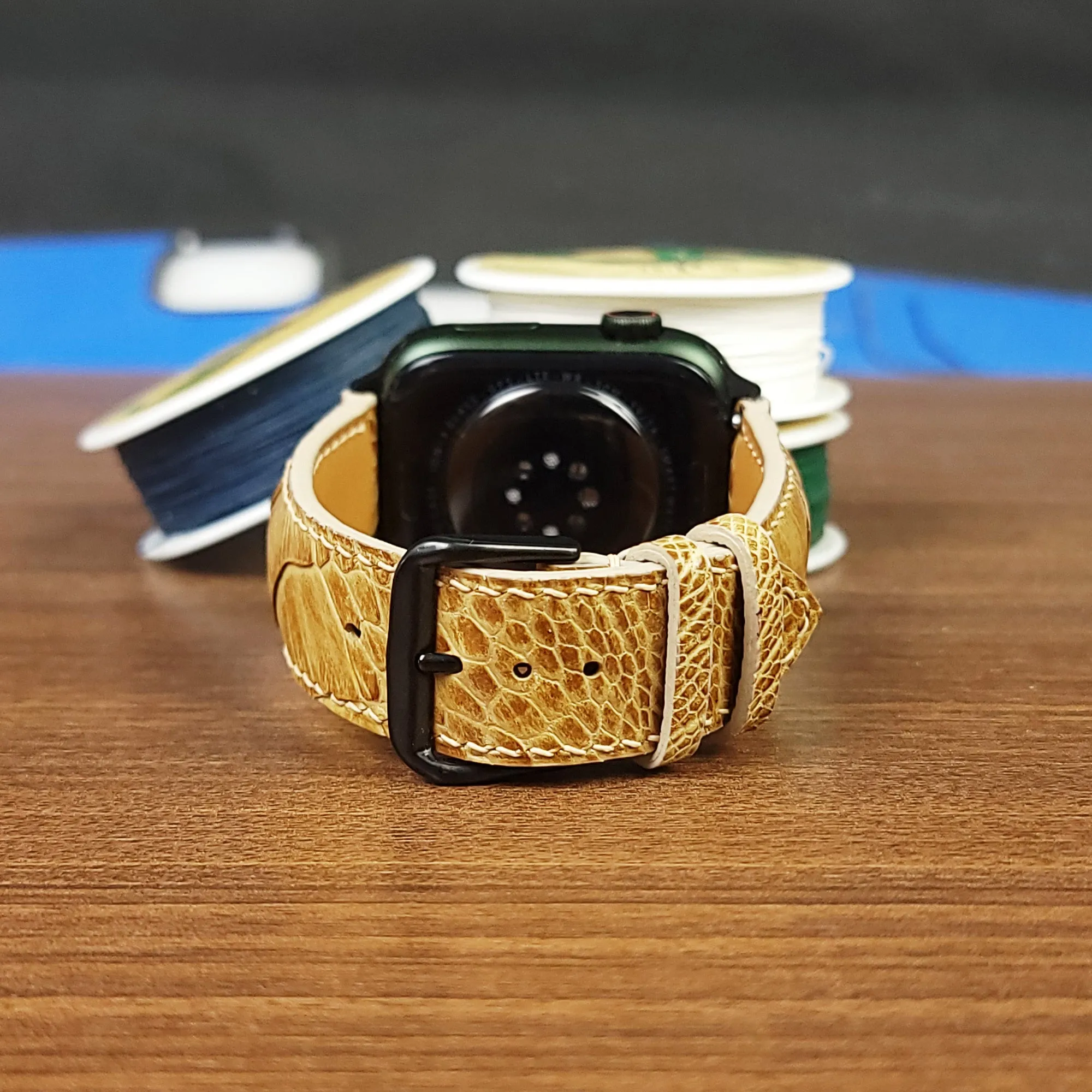 Yellow Genuine Ostrich Leather Apple Watch Bands