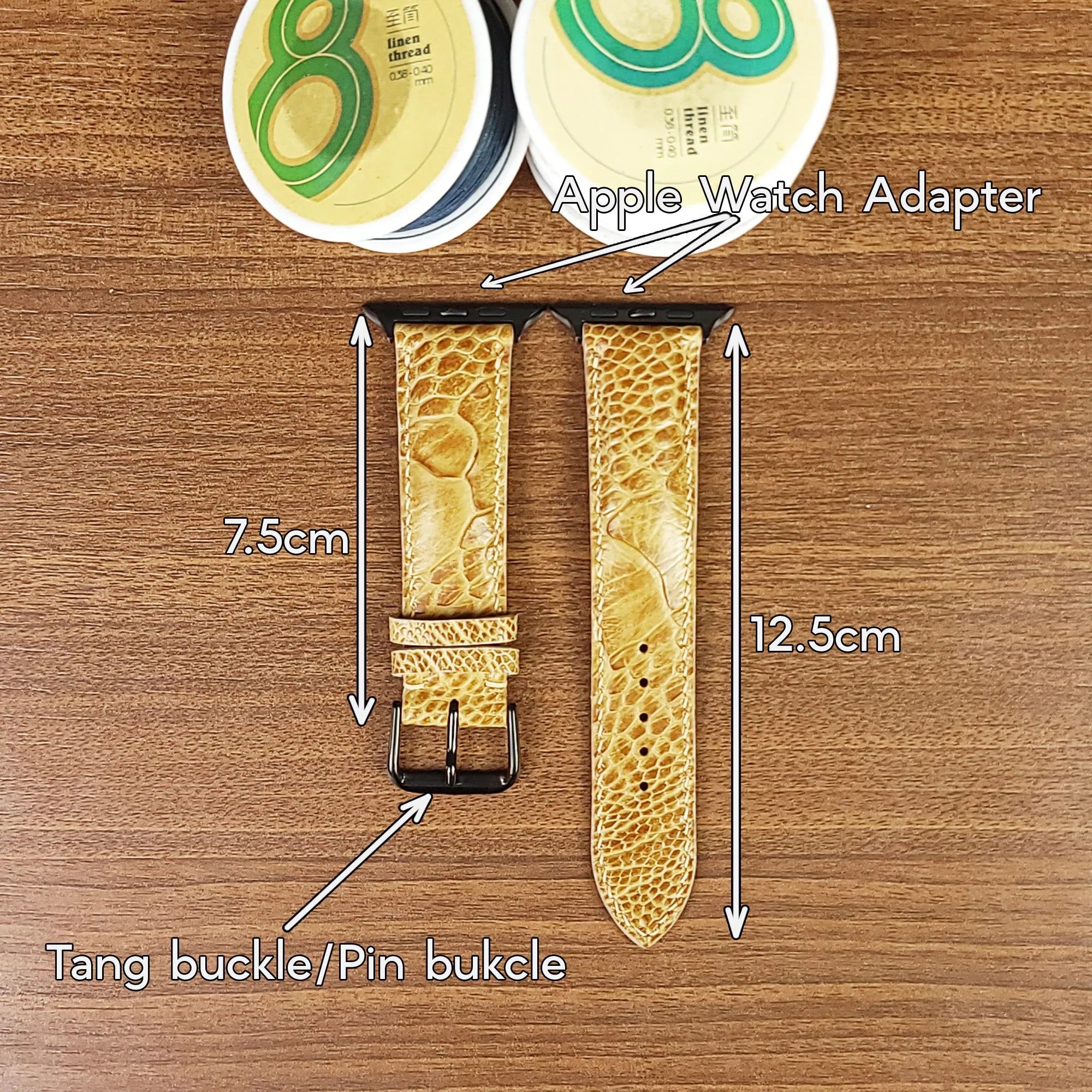 Yellow Genuine Ostrich Leather Apple Watch Bands