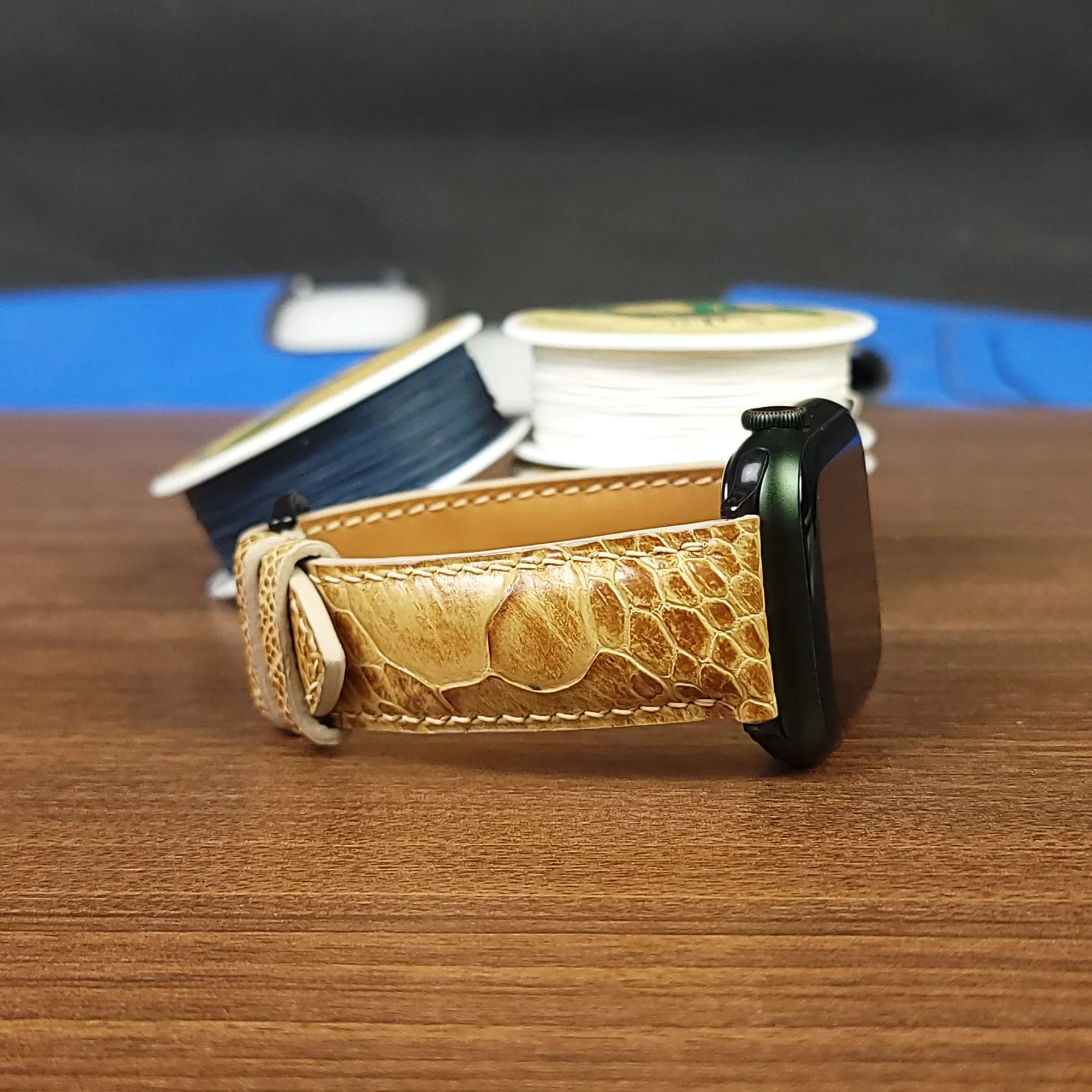 Yellow Genuine Ostrich Leather Apple Watch Bands