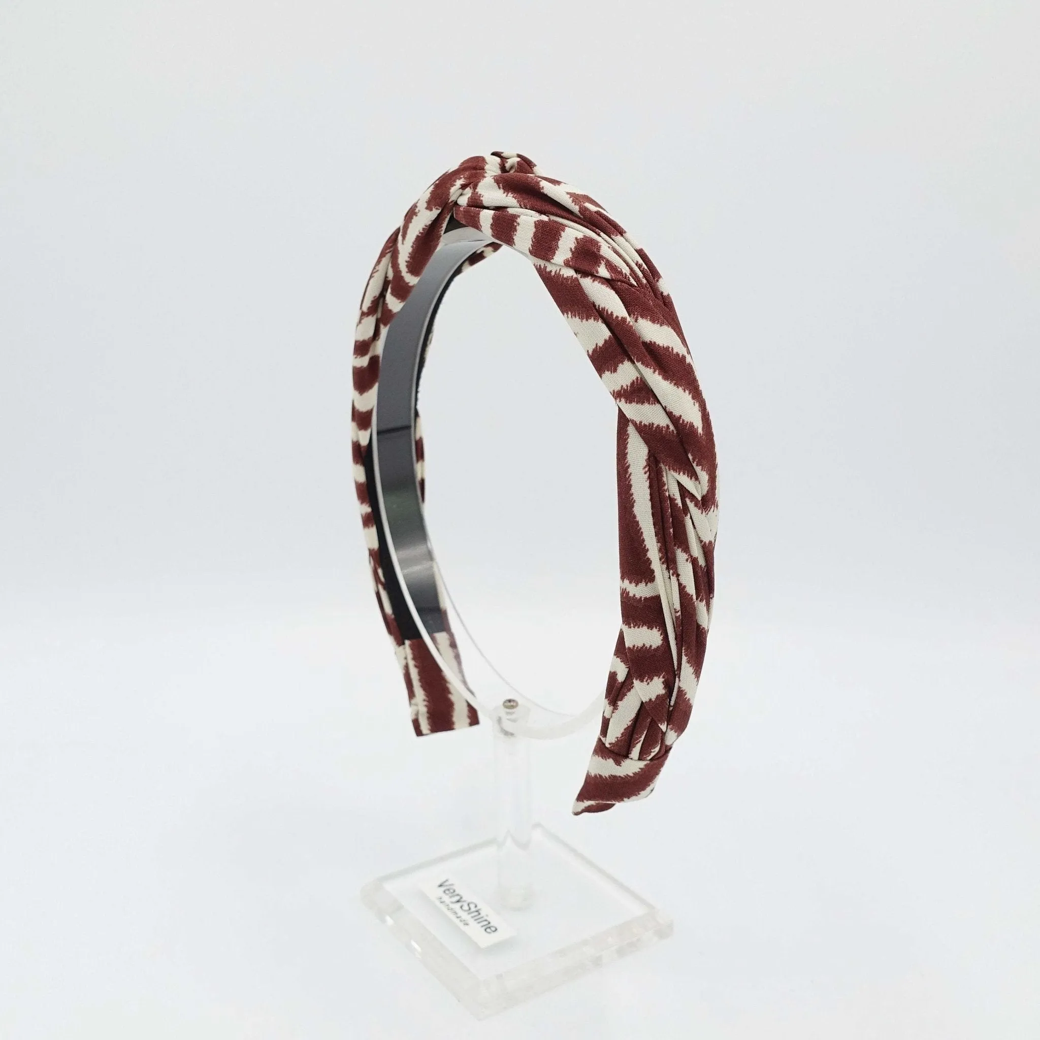 zebra print 2 strand crossed round braided headband for women