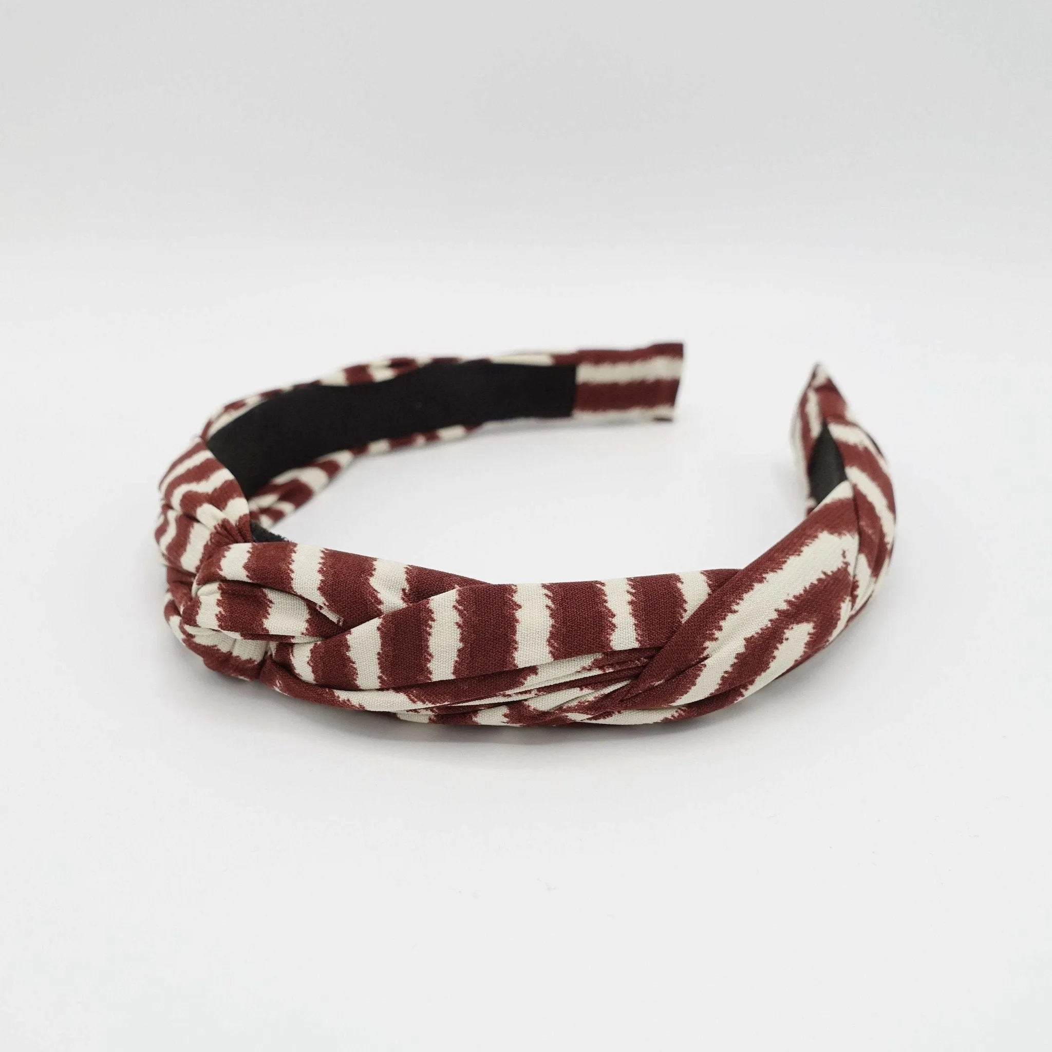 zebra print 2 strand crossed round braided headband for women