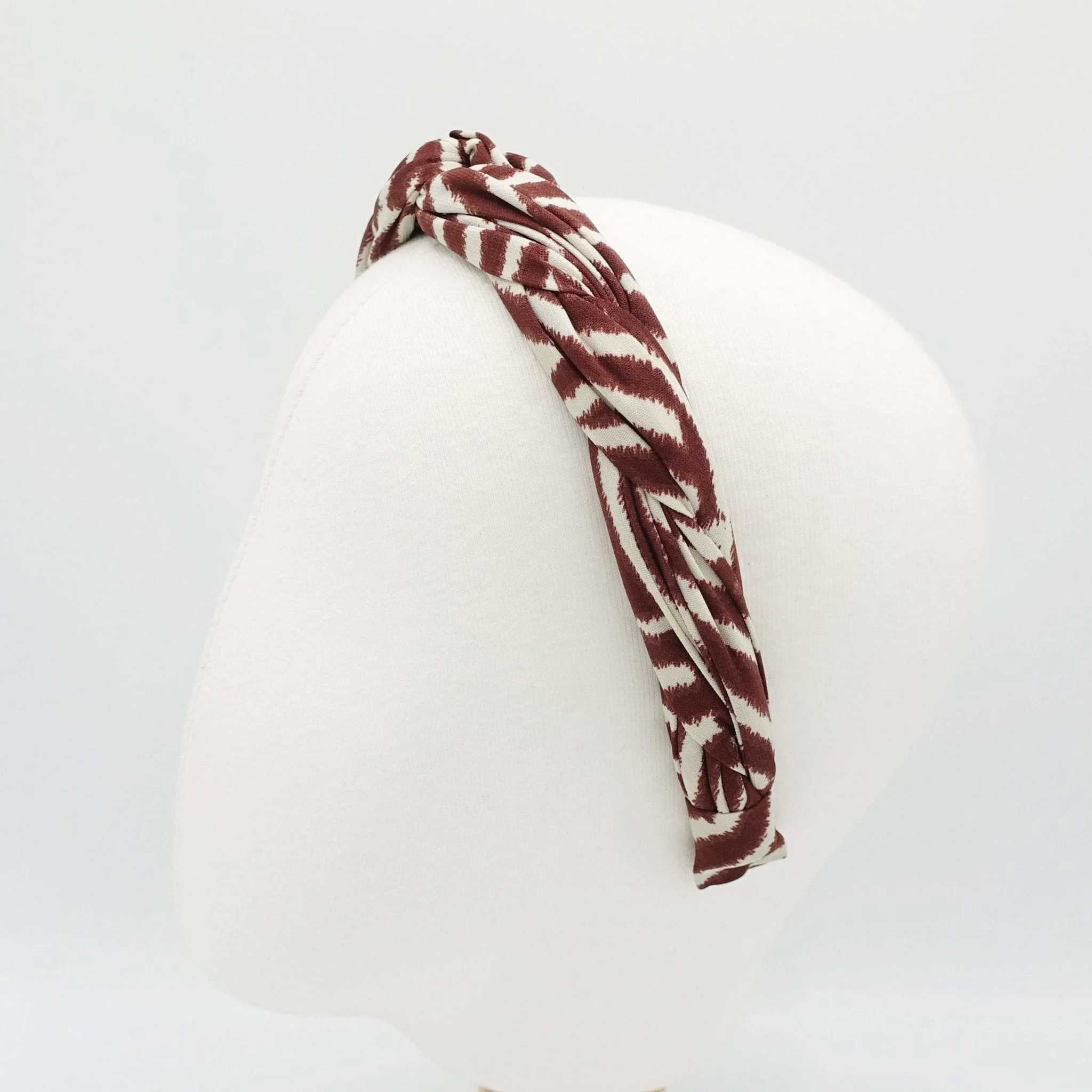 zebra print 2 strand crossed round braided headband for women