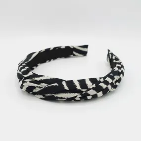 zebra print 2 strand crossed round braided headband for women