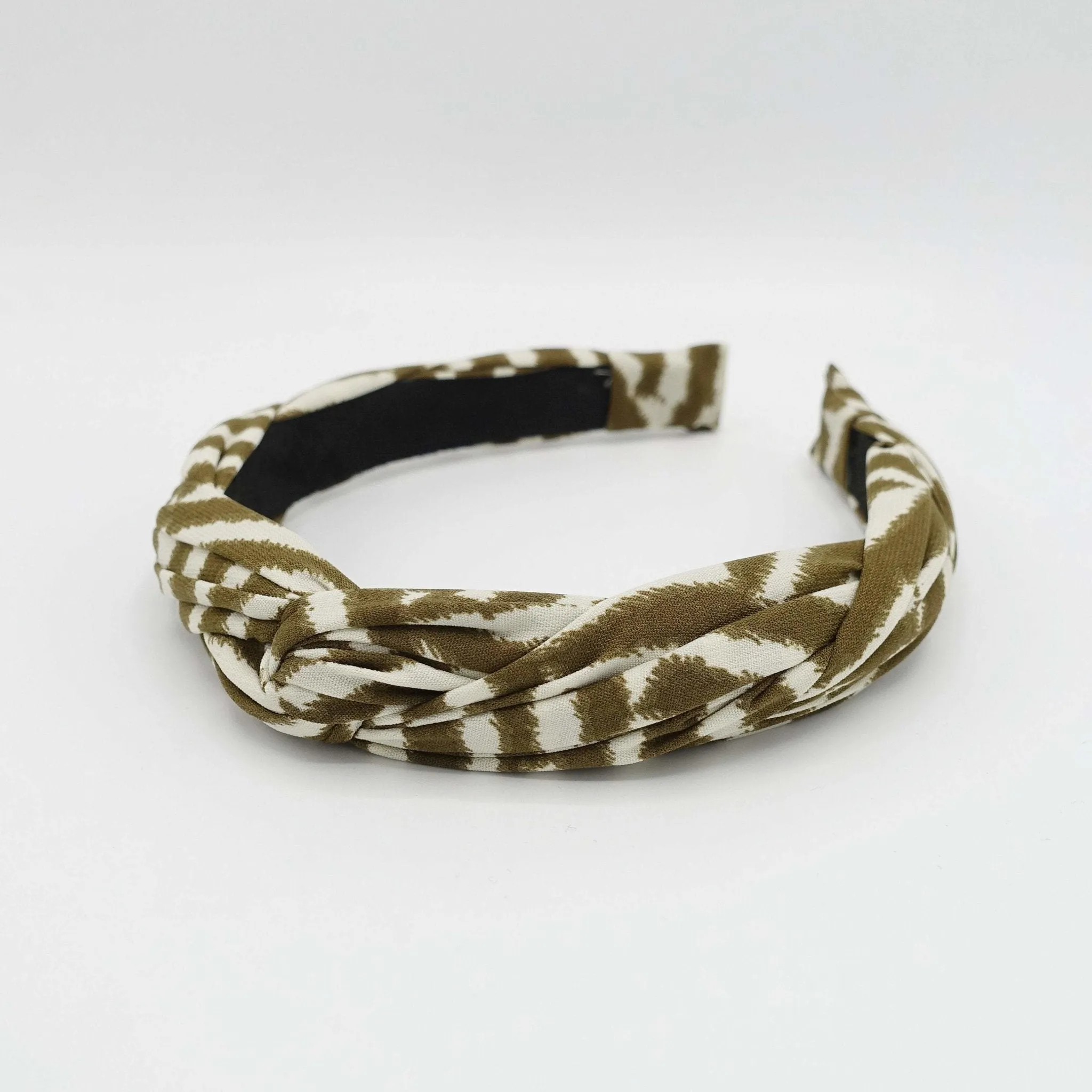 zebra print 2 strand crossed round braided headband for women